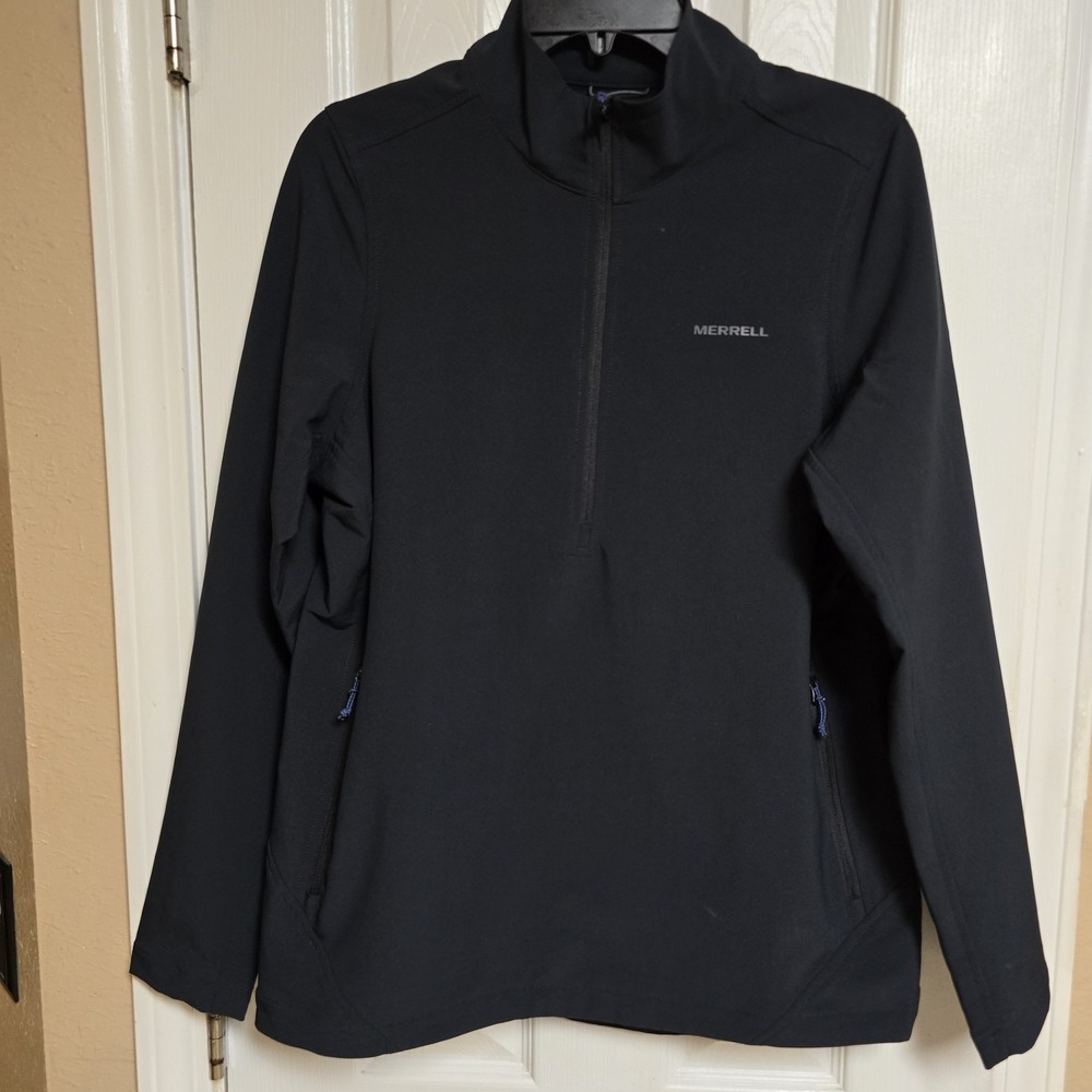 Merrell 1/2 Zip Soft-Shell Jacket Black Women's Mediu Water-Resistant Activewear